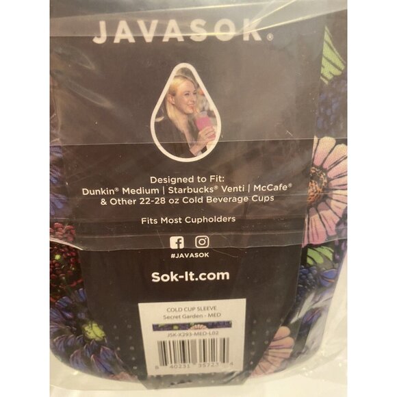 Javasok Medium Cold Drinks Secret Garden Pattern. Fits Med Dunkin’, Starbucks - Picture 3 of 3